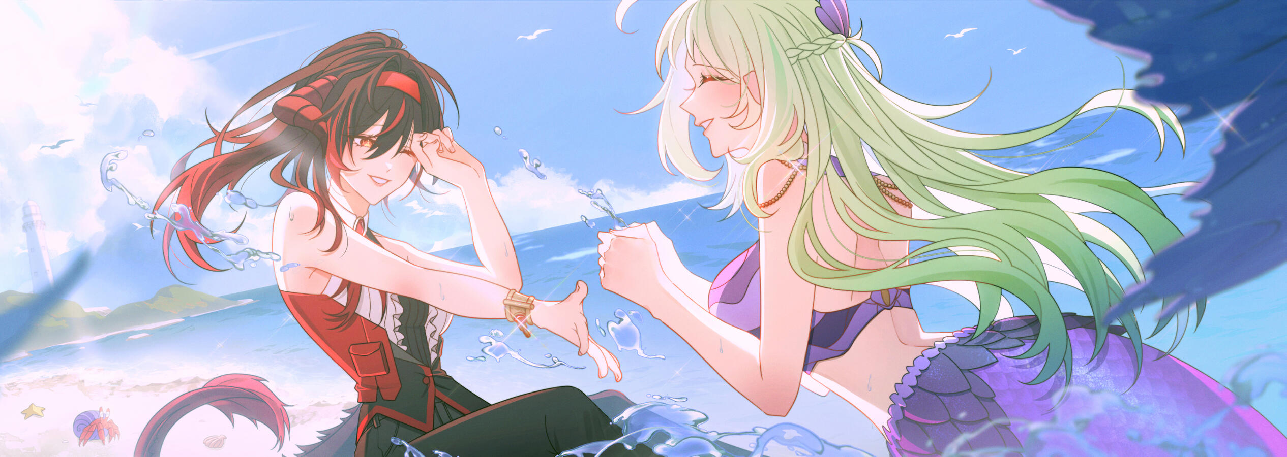 Regina Kardinal and Nanami Eiko Beach Art by Purarupu Regina Kardinal and Nanami Eiko Beach Art by Purarupu